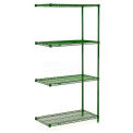 Nexel 5 Tier Wire Shelving Add-On Unit, 72&quot;W x 24&quot;D x 63&quot;H, Green Epoxy Finish