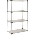 Nexel 5 Tier Solid Stainless Steel Shelving Starter Unit, 36&quot;W x 18&quot;D x 74&quot;H