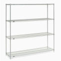 Nexel 5 Tier Stainless Steel Wire Shelving Starter Unit, 72&quot;W x 18&quot;D x 86&quot;H