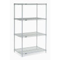 Nexel 5 Tier Silver Epoxy Wire Shelving Starter Unit, 42"W x 24"D x 63"H