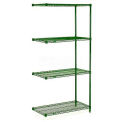 Nexel 5 Tier Wire Shelving Add-On Unit, 60&quot;W x 18&quot;D x 74&quot;H, Green Epoxy Finish