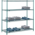Nexel 5 Tier Wire Shelving Starter Unit, 72&quot;W x 21&quot;D x 74&quot;H, Green Epoxy Finish