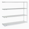 Nexel 5 Tier Silver Epoxy Wire Shelving Add-On Unit, 60&quot;W x 18&quot;D x 86&quot;H