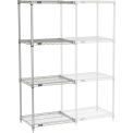 Nexel 5 Tier Silver Epoxy Wire Shelving Add-On Unit, 24"W x 24"D x 74"H