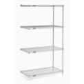 Nexel 5 Tier Silver Epoxy Wire Shelving Add-On Unit, 54&quot;W x 24&quot;D x 86&quot;H