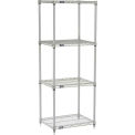 Nexel 5 Tier Silver Epoxy Wire Shelving Starter Unit, 30&quot;W x 21&quot;D x 74&quot;H