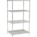 Nexel Nexelon, 4 Tier, Wire Shelving Unit, 1 Heavy Duty Shelf, 60&quot;W x 24&quot;D x 63&quot;H