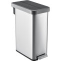 12 Gallon Stainless Steel Slim Trash Can, Rectangular Butterfly Step-On