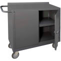 Durham Mfg. Mobile Bench Cabinet, 2 Locking Doors, 1 Shelf, 54-1/16&quot;W x 18-1/4&quot;D, Gray