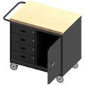 Durham Mfg. Mobile Bench Workstation, Butcher Block Square Edge, 42-1/8&quot;Wx24-1/4&quot;Dx37-1/8&quot;H