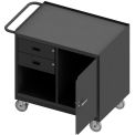 Durham Mfg. Mobile Bench Workstation, Steel Square Edge, Shelf, 42-1/8&quot;Wx24-1/4&quot;Dx36-3/8&quot;H