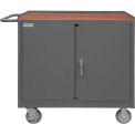 Durham Mfg. Mobile Bench Cabinet, 2 Doors, 1 Shelf, 42-1/8&quot;W x 25-13/16&quot;D x 36-3/8&quot;H, Gray