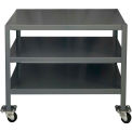 Durham Mfg. Mobile Machine Table W/ 3 Shelves, Steel Square Edge, 39-1/4&quot;W x 26-3/4&quot;D, Gray