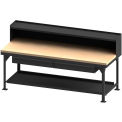 Durham Mfg. Storage Workbench W/ 2 Drawers & Riser, Maple Square Edge, 96&quot;W x 36&quot;D, Gray