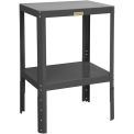 Durham Mfg. Machine Table W/ 2 Shelves, Steel Square Edge, 36-1/8&quot;Wx24-1/8&quot;Dx30-1/8-36-1/8&quot;H, Gray