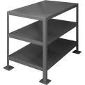 Durham Mfg. Stationary Machine Table W/ 3 Shelves, Steel Square Edge, 39-1/4&quot;W x 26-3/4&quot;D, Gray