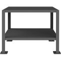 Durham Mfg. Stationary Machine Table W/ 2 Shelves, Steel Square Edge, 38-3/8&quot;W x 26-3/8&quot;D, Gray