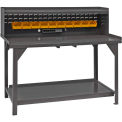 Durham Mfg. Stationary Workbench W/ Louver Riser Panel, Bins & Steel Square Edge, 72&quot;W x 30&quot;D, Gray