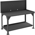 Durham Mfg. Stationary Workbench W/ Pegboard Panel & Steel Square Edge, 60&quot;W x 30&quot;D, Gray