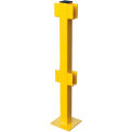 Global Industrial Steel Lift-Out Guard Rail In-Line Post, Double-Rail, 42&quot;H, Yellow