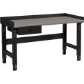 Global Industrial Adjustable Height Workbench with Drawer, Black, Steel Square Edge Top, 60" x 30"