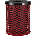 Global Industrial 36 Gallon Outdoor Diamond Steel Trash Can With Flat Lid, Red