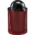 Global Industrial Outdoor Diamond Steel Trash Can With Dome Lid, 36 Gallon, Red