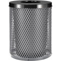 Global Industria 36 Gallon Outdoor Diamond Steel Trash Can With Flat Lid, Gray