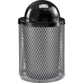 Global Industrial Outdoor Diamond Steel Trash Can With Dome Lid, 36 Gallon, Gray, Unassembled