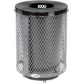 Global Industrial Outdoor Gray Diamond Steel Trash Can With Flat Lid & Base, 36 Gallon