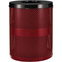 Global Industrial Thermoplastic Coated Perforated Receptacle w/Flat Lid, 32 Gallon, Red