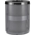 Global Industrial Thermoplastic Coated Perforated Receptacle w/Flat Lid, 32 Gallon, Gray
