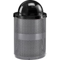 Global Industrial 36 Gallon Thermoplastic Coated Perforated Receptacle w/Dome Lid, Gray
