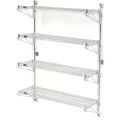 Nexel Poly-Green Wall Mount Wire Shelving, 72&quot;W x 14&quot;D x 63&quot;H 4-Shelf Starter