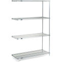 Nexel 4 Tier Wire Shelving Add-On Unit, Stainless Steel, 48"W x 21"D x 54"H