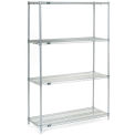 Nexel 4 Tier Wire Shelving Starter Unit, Stainless Steel, 48"W x 21"D x 74"H
