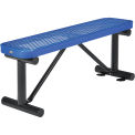 48"L Outdoor Steel Flat Bench, Expanded Metal, Blue