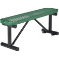48"L Outdoor Steel Flat Bench, Expanded Metal, Green