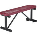 48&quot;L Outdoor Steel Flat Bench, Expanded Metal, Red