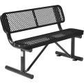 48&quot;L Outdoor Steel Bench with Backrest, Expanded Metal, Black