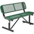 48"L Outdoor Steel Bench with Backrest, Expanded Metal, Green