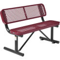 48&quot;L Outdoor Steel Bench with Backrest, Expanded Metal, Red