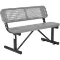 48&quot;L Outdoor Steel Bench with Backrest, Expanded Metal, Gray