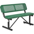 48&quot;L Outdoor Steel Bench with Backrest, Perforated Metal, Green