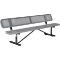 96&quot; Perforated Metal Outdoor Picnic Bench with Backrest, Gray