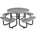 46&quot; Round Perforated Metal Outdoor Picnic Table, 84&quot;W x 84&quot;D Overall, Gray