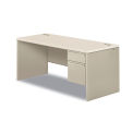 HON Right Single Pedestal Desk, 66&quot;W x 30&quot;D x 30&quot;H, Silver Mesh/Light Gray, 38000 Series