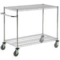 Global Industrial Chrome ESD Adjustable Shelf Cart w/2 Shelves & Poly Casters, 30"L x 24"W x 40"H