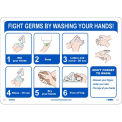 10&quot; x 14&quot; Fight Germs By Washing Your Hands Sign, Plastic