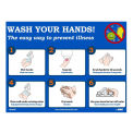 NMC WH5PB 10&quot; x 14&quot; Wash Your Hands Sticker, Vinyl Adhesive